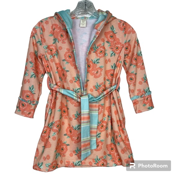 Matilda Jane Robe Girls Small (4-6) Pockets | Hood | Peach & Mint Green EUC - Picture 1 of 12